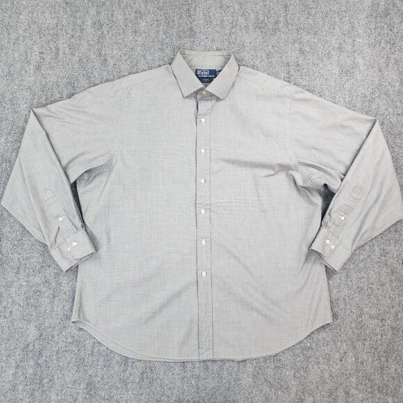 Polo Ralph Lauren Shirt Mens 18 XXL Gray Regent Classic Fit Casual Button Up VTG - Picture 2 of 16